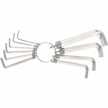 Набор ключей имбусовых, 1,5–10 мм, CrV, 10шт.,никелированный, на кольце// SPARTA