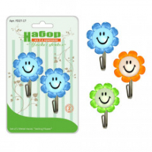 Крючки самоклеющиеся 2шт. Улыбка с цветком