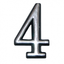 Цифра дверная на клеевой основе "4" пластик мат,хром