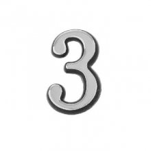 Цифра дверная на клеевой основе "3" пластик мат,хром