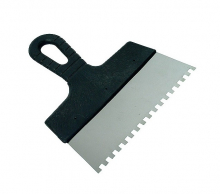 Шпатель из нержавеющей стали, 150 мм, зуб 6х6 мм, пластмассовая ручка // СИБРТЕХ