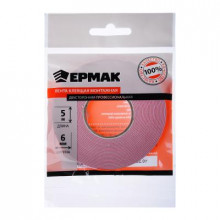 Лента клеящая монтажная 2-х сторонняя, 6 мм-5м Белая