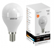 Лампа светодиодная GAUSS шар E14 6W 2700К