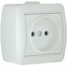 Розетка 1-м ОП Ната б/з керам. бел. Lezard 