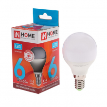 Лампа светодиодная IN HOME LED-ШАР 6Вт 220В Е14 4000К