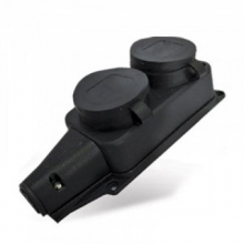 Розетка NE-AD (колодка) ОУ двойная 2 гн. с загл. каучук 2P+E 1x16A 220-240V IP44 4102 (Турция)