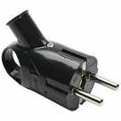 Вилка электрическая с/з угловая с ушком чёрная 16А UNIVersal