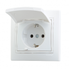 Розетка 1-м СП Мира с/з керам.с крышкой бел/бел. Lezard 
