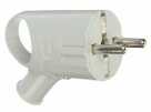 Вилка электрическая с/з угловая с ушком белая 16А UNIVersal