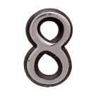 Цифра дверная на клеевой основе "8" пластик мат,хром