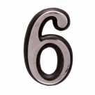 Цифра дверная на клеевой основе "6" пластик мат,хром