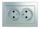 Розетка CLASSICO 2-м б/з белая керамика ASD