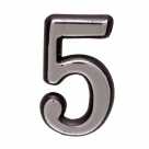 Цифра дверная на клеевой основе "5" пластик мат,хром
