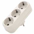 Разветвитель 3 гнезда c/з линейный белый 16А Smartbuy
