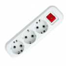 Колодка "UNIVersal" 3гн с/з с/выключателем белая АБС-пластик 