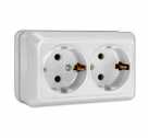 Розетка 2-м ОП ОЛИМП 16А с/з керамика белая UNIVERSAL О0128