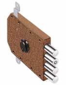 Эльбор 06,61 Замок накладной сувальдный 4 стержня d-18мм,никель,задвижка,медный антик