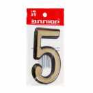 Цифра дверная на клеевой основе "5" пластик ,золото
