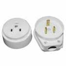 Штепсельный разъём (3-х штырык) 220В РШ/ВШ белый пластик.